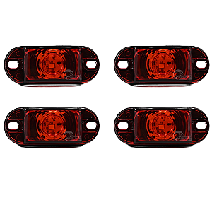 4 Lanternas Led Bivolt Vermelho Lateral Caminhão Reboque Carretinha Baú 12V/24V