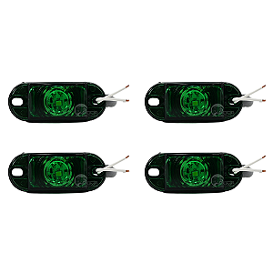4 Lanternas Led Bivolt Verde Lateral Caminhão Reboque Carretinha Baú 12V/24V