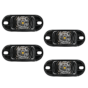 4 Lanternas Led Bivolt Cristal Lateral Caminhão Reboque Carretinha Baú 12V/24V