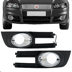 Par Grade Moldura Milha Stilo 2008 2009 2010 2011 2012 Cromado Com Furo