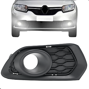 Moldura Grade Milha Com Furo Renault Sandero 2014 2015 2016 2017 2018 2019 2020 Preto