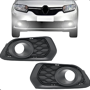 Par Grade Farol Milha Sandero 2014 2015 2016 2017 2018 2019 2020 Com Furo Preto