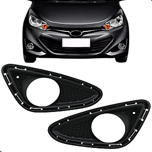 Par Moldura Grade Milha Hyundai Hb20 2013 2014 2015 Preta Com Furo