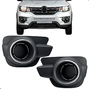 Par Moldura Milha Parachoque Kwid 2017 2018 2019 2020 Aro Cromado Sem Furo