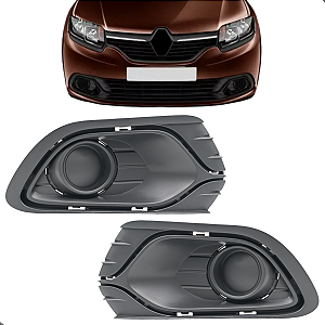 Par Moldura Grade Do Milha Logan 2014 2015 2016 2017 2018 2019 Preto Sem Furo