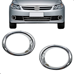 Par Aro Aplique Cromado Farol Milha Gol G5 Voyage Saveiro 2008 a 2012