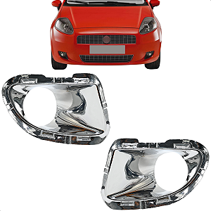 Kit Grade Farol De Milha Moldura Punto 2007 2008 09 10 2011 2012 C/Furo Cromado