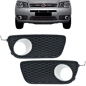 Par Moldura Tampa Milha Palio 2004 2005 2006 2007 2008 2009 Com Furo Cinza Aro Cromado