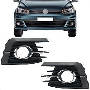 Par Grade Moldura Milha Voyage Gol G7 2016 2017 Com Furo Aro Cromado