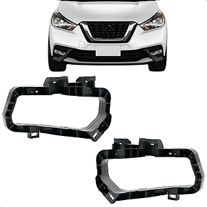 Par Suporte Moldura Farol Milha Kicks 2016 2017 2018 2019 2020 Preta