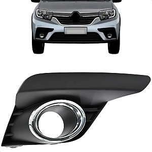 Moldura Grade Milha Logan Sandero 2020 2021 2022 2023 Com furo Cromado