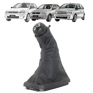Kit Coifa Cambio + Manopla Meriva/Corsa 2003 04 05 06 07 08 09 10 11 2012 Grafite