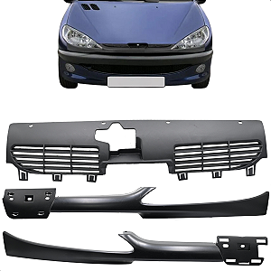 Grade Radiador Peugeot 206 1998 1999 2001 2002 2003 2004 2005 2006 2007 2008 2009 Preta C/ Moldura