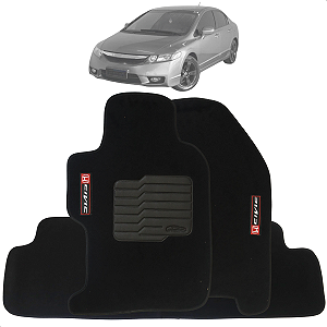 Jogo De Tapetes 4 Peças New Civic 2007 Até 2011 Preto