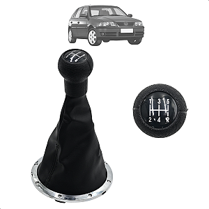 Kit Coifa Manopla Câmbio Preto Aro Cromado Saveiro Gol G3 1999 Até 2005