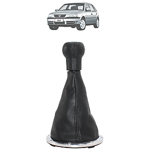 Kit Coifa Manopla Câmbio Preto Aro Cromado Saveiro Gol G3 1999 Até 2005