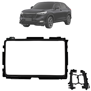 Moldura Painel Multimidia 9 Polegadas Honda HRV 2015 Até 2021 Black Piano