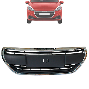 Grade Dianteira Peugeot 208 Preta Com Moldura Cromado Completa 2017 Até 2020