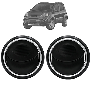 Par Difusor De Ar Uno 2017 Até 2019 Palio Doblo 2002 Até 2018 Preto Com Aro Prata