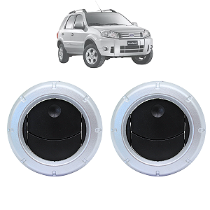 Par Difusor De Ar Preto Com Aro Prata Ecosport 2008 Até 2012