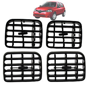 Par Difusor Saida De Ar Central Clio 2000 01 02 03 04 A 2016 Preto