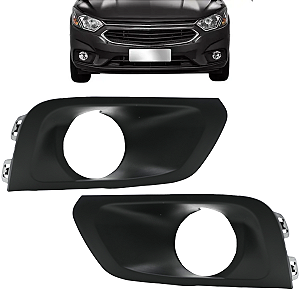 Par Moldura Do Farol Milha Preto Com Furo Onix Prisma 2017 2018 2019