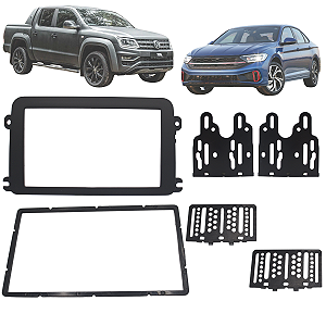 Moldura Painel Central Multimidia 2 DIN Jetta Amarok Fusca 12 Tiguan 07 A 10 Gol e Saveiro G7/G8 Passat Variant