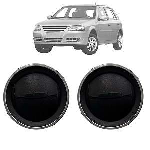 02 Difusor De Ar Gol Voyage Saveiro G4 2006 Até 2014 G5 2008 Até 2012 G6 2013 Até 2016 Com Aro Prata Botão Preto