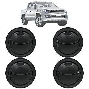 Kit 04 Difusor De Ar Amarok 2011 Até 2016 Preto Com Aro Prata