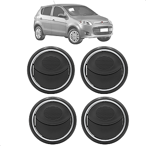 Kit 04 Difusor De Ar Doblo 2002 Até 2018 Novo Palio 2012 Até 2018 Cinza Escuro Com Aro Prata