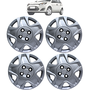 Jogo Calota Aro 14 Ford Fiesta Hatch Sedan 2011 2012 Prata