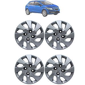 Jogo 4 Calotas Aro 14 Onix Prisma 2012 2013 2014 2015 Prata