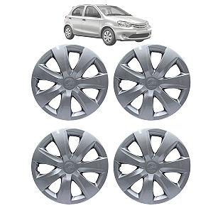 Calota Adap. Etios Hatch Sedan 2013 A 2021 Aro 14 Jogo Prata