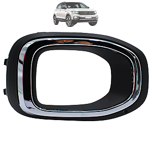 Moldura Grade Milha Parachoque Com Furo T-Cross 2019 2020 2021 2022 Aro Cromado