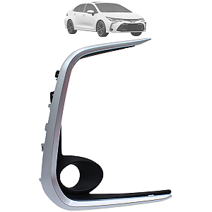 Grade Moldura Milha Com Furo Corolla 2020 2021 2022 Preto Friso Cinza