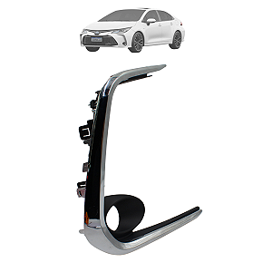 Grade Moldura Farol Milha Com Furo Corolla 2020 2021 2022 Preto Friso Cromado