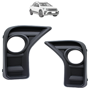 Par Grade Moldura Farol Milha Saveiro 2023 2024 Preta Com Furo