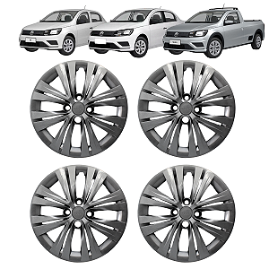 Jogo 4 Calotas Gol Voyage Saveiro 2023 Aro 15 Prata