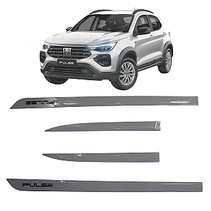 Jogo Friso Lateral Porta Fiat Pulse Cinza Strato 2021 2022 2023