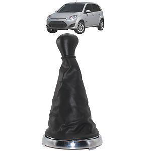 Kit Manopla Câmbio Marcha Bola Coifa Fiesta 2003 Até 2011 Resina Preta