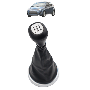 Kit Manopla Câmbio Marcha Bola Coifa Resina Prata Fiesta 2003 2004 Até 2010 2011