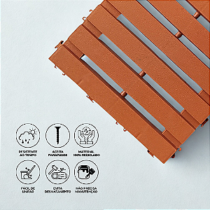Decks Madeira Plástico Encaixe Modular Piscina Sacada Cedro 30x30x2,5cm