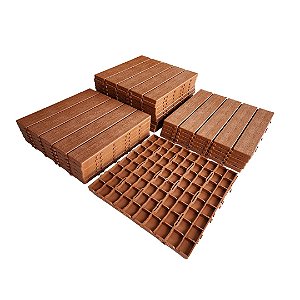 Decks Madeira Plástico Encaixe Modular Piscina Sacada CEDRO