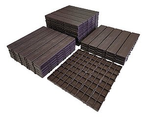 Decks Madeira Plástico Encaixe Modular Piscina Sacada MARROM