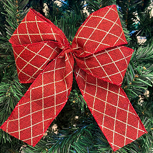 Laço Natal vermelho quadriculado - kit 12 unidades