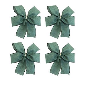 Laço Natal Verde Liso para Árvore de Natal e Guirlanda - Kit 06 unidades