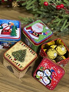 Lata para chocolates, biscoitos - 7,5x7,5x6,5cm