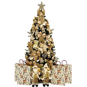 Árvore Natal Completa Enfeites Premium Pisca Led 2,10MT