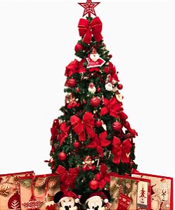 Kit de Enfeites Completo P/ Árvore de Natal Pisca Led 2,40MT