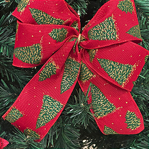 Laço Natal vermelho com arvore - kit 12 unidades